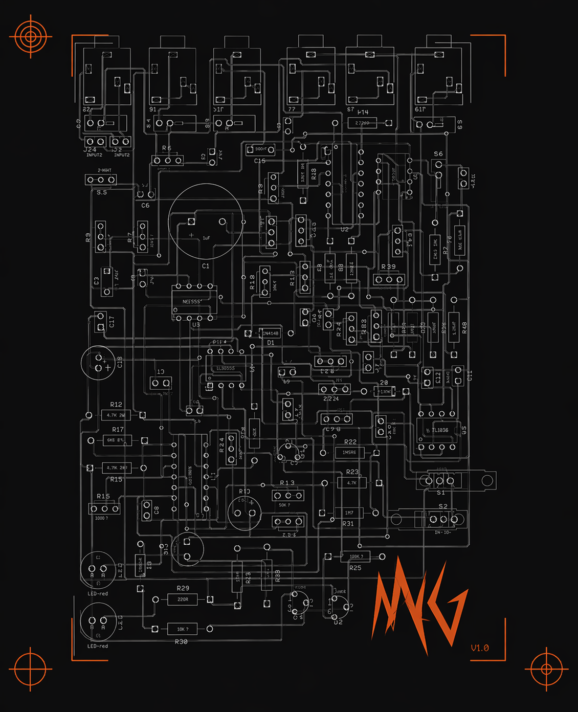 Hand-built modular synth PCB